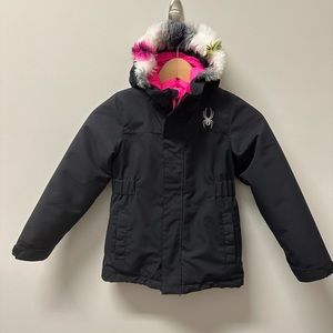 Girls Spyder Winter Coat Small Black & Pink